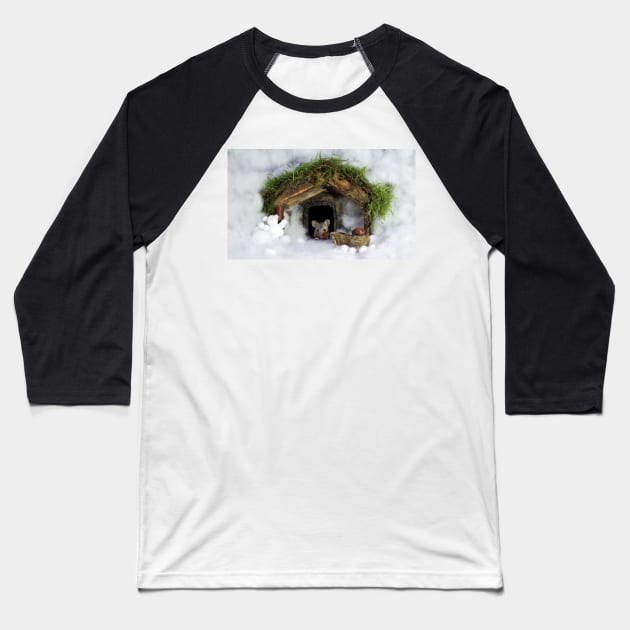 Christmouse  christmas mouse in a  snow house Baseball T-Shirt by Simon-dell